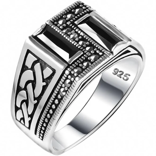 Mens Silver Ring - Genuine Gemstone Silver Ring for Men UAE