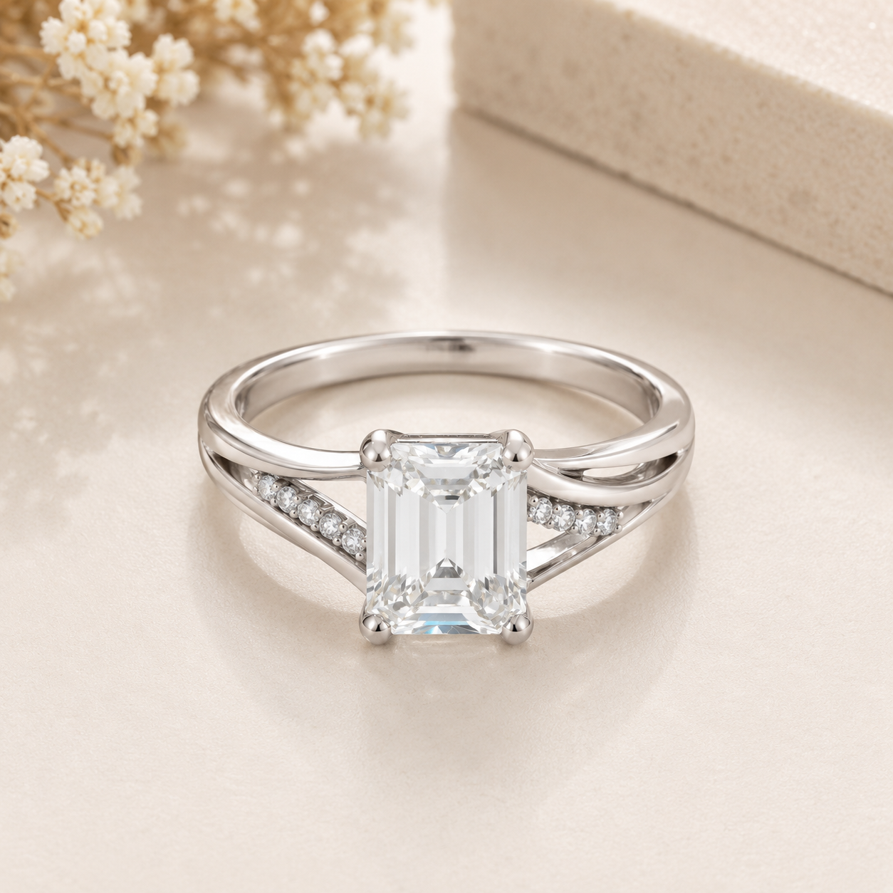 ladies silver ring white crystal 2