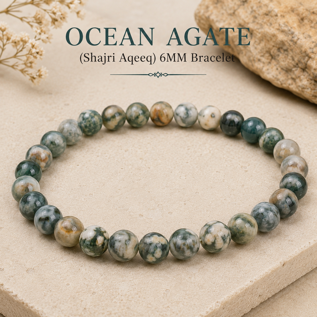 Ocean Agate (Shajri Aqeeq) 6MM Bracelet