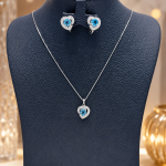 Buy Silver Blue Stone Pendant Set Online UAE | Eleganza Silver Jewellery