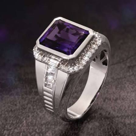 Men Silver Ring Amethyst – Genuine Gemstone 925 Sterling Silver Ring for Men | UAE