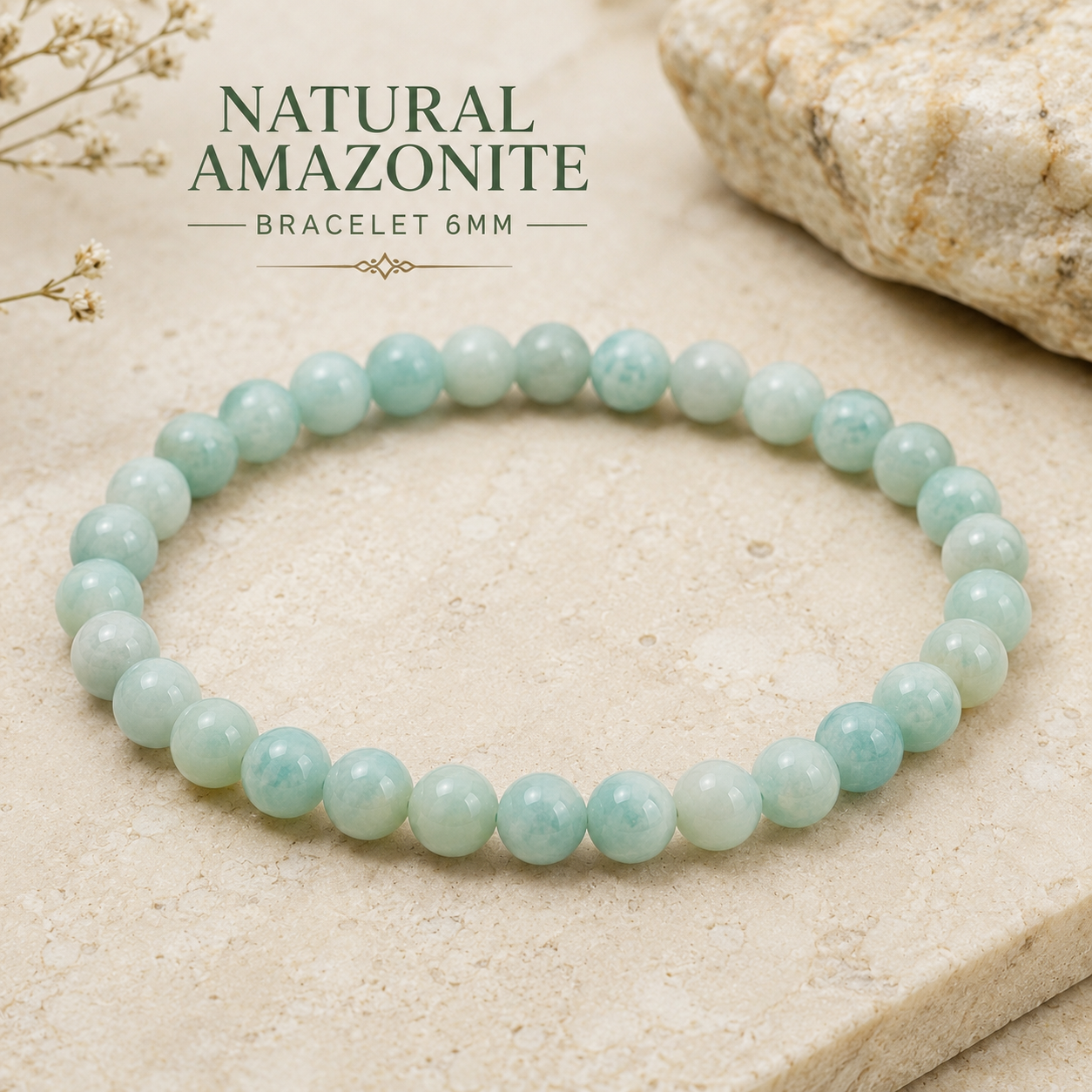 NATURAL AMAZONITE BRACELET 6MM