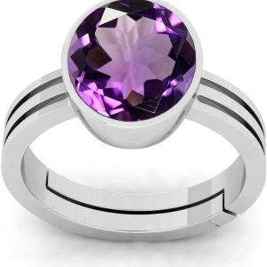 Men's Silver Ring with Amethyst – Genuine Gemstone 925 Sterling Silver Ring for Men | UAE