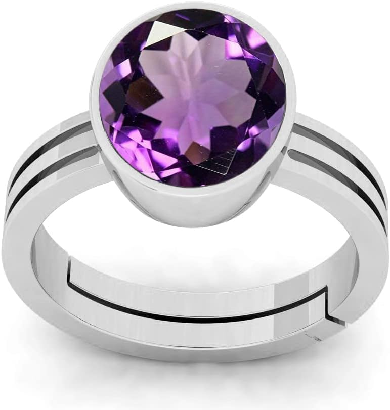 Men's Silver Ring with Amethyst – Genuine Gemstone 925 Sterling Silver Ring for Men | UAE