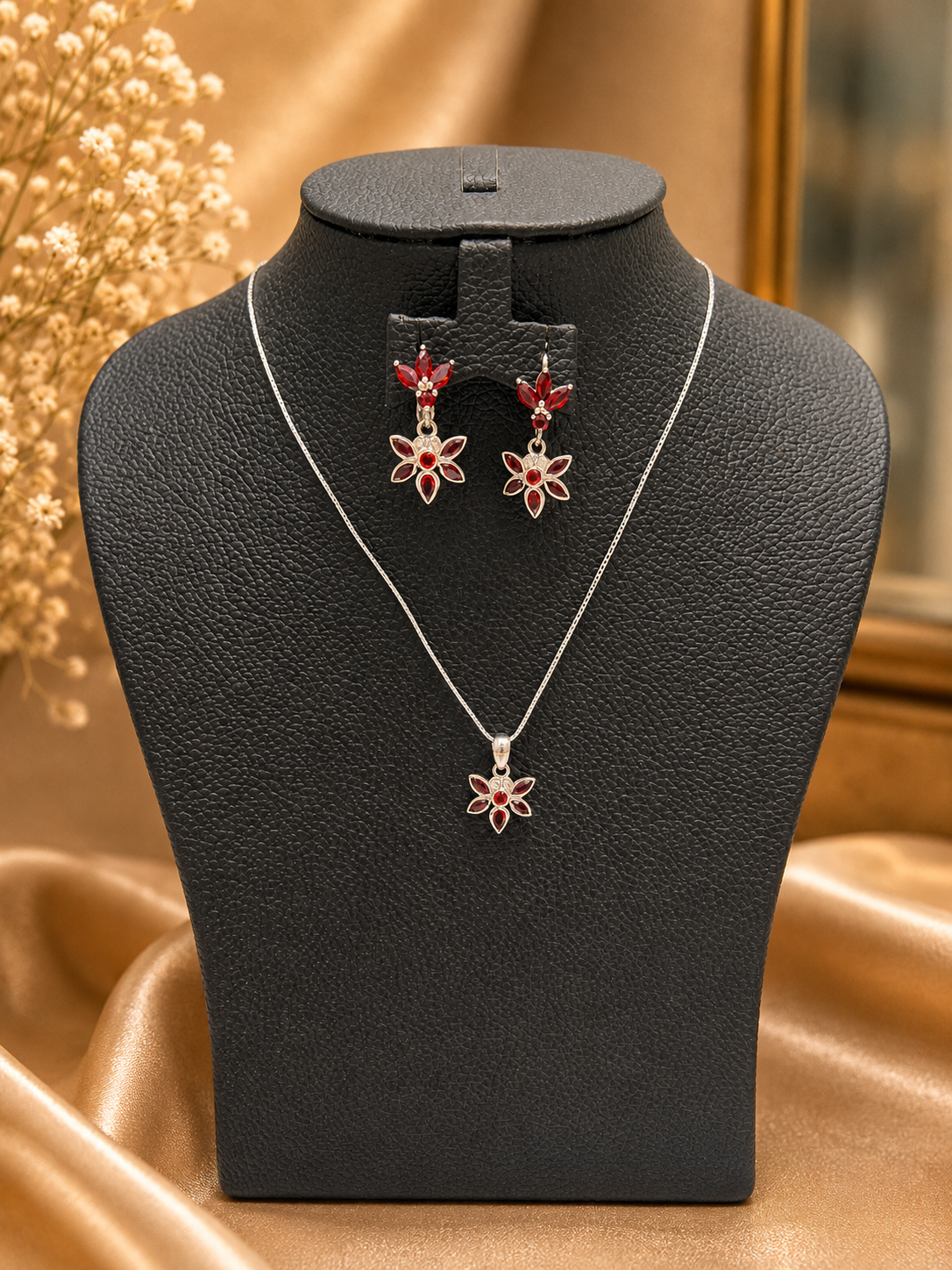 Buy Silver Set Mixed Stone (Brown) Earing (Pair) Online UAE | Eleganza Silver Jewellery