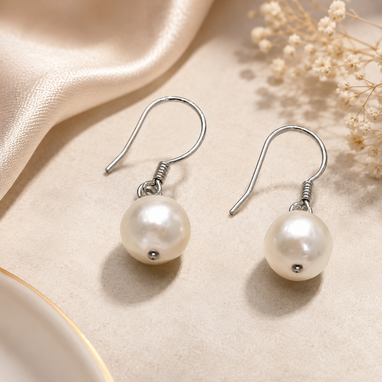 Buy Pearl Earing Earing (Pair) Online UAE | Eleganza Silver Jewellery