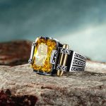 Men Silver Ring Citrine - Genuine Gemstone Ring for Men UAE