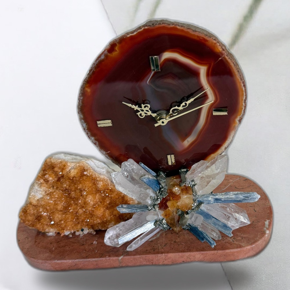 Luxury Gem Clock – Handcrafted Natural Stone Table Clock