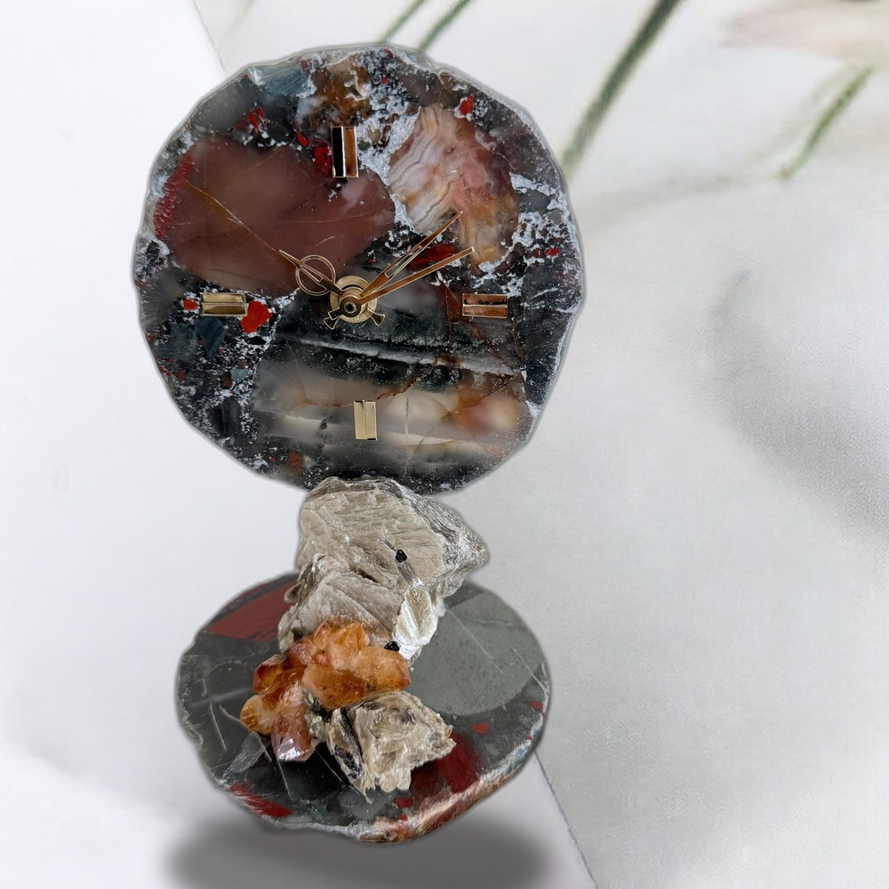 Designer Gem Clock – Luxury Natural Gemstone Table Clock