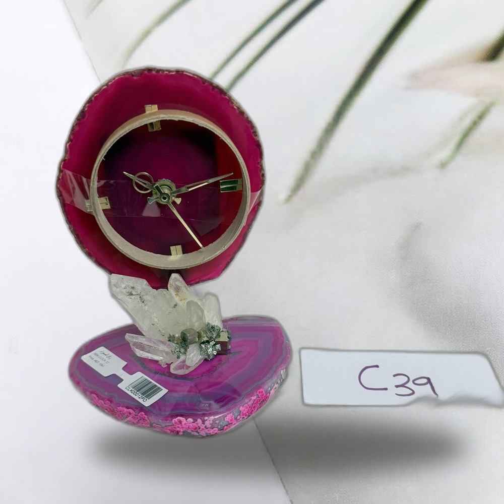 Premium Crystal Gem Clock – Elegant Natural Gemstone Timepiece