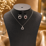 Buy Silver Set Mixed Stone (Black) Pendent Online UAE | Eleganza Silver Jewellery