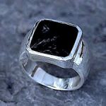 Men Silver Ring Jet – Genuine Gemstone 925 Sterling Silver Ring for Men | UAE