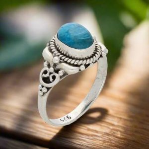 Men Silver Ring Blue Appetite - Genuine Gemstone Ring for Men UAE